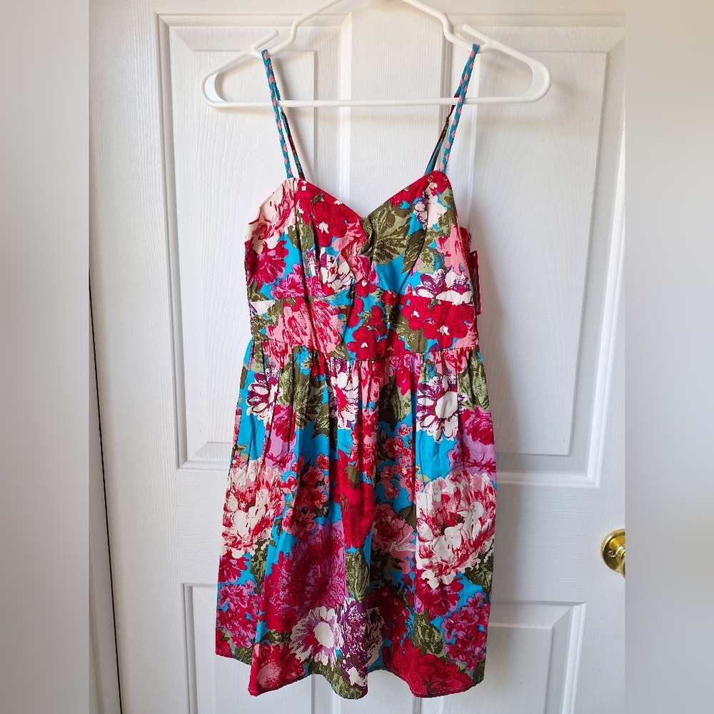 SM Xhilaration floral cotton summer dress with braided straps